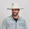 Hudson Mens Pencil Rim Felt Fedora Hat White